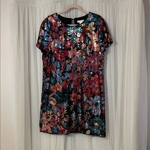 London Times Sequin Floral Dress